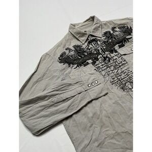 Men's Helix Y2K Graphic Design Pearl Snap Long Sleeve Shirt XL